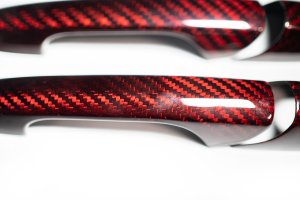 FIAT 500 Exterior Door Handle Kit - Carbon Fiber - Red Candy